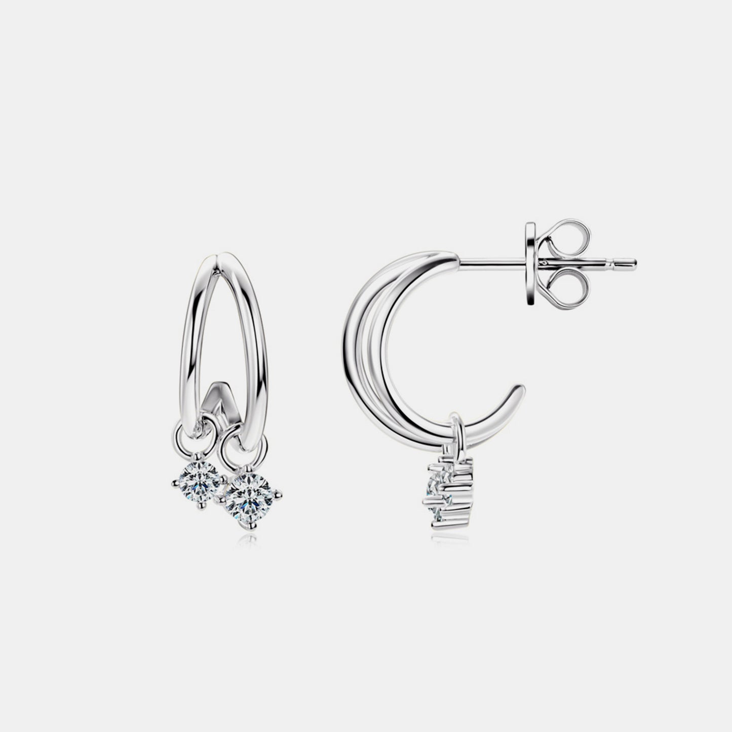 Boucles d'oreilles créoles en C Moissanite en argent sterling 925