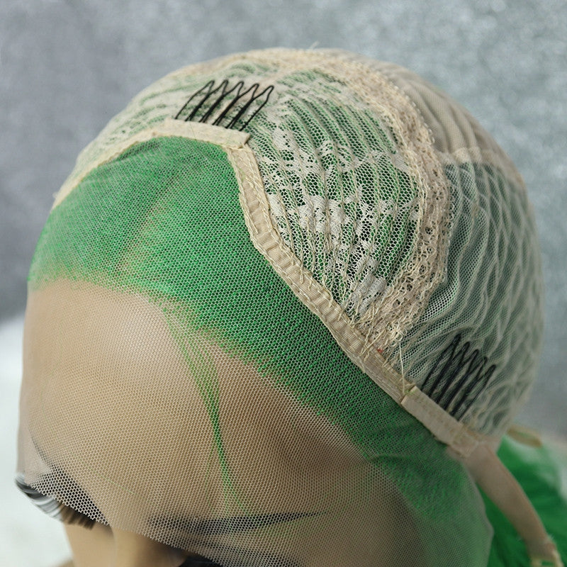 Perruque Lace Wig verte à grande vague pour femmes, couvre-chef en Fiber chimique