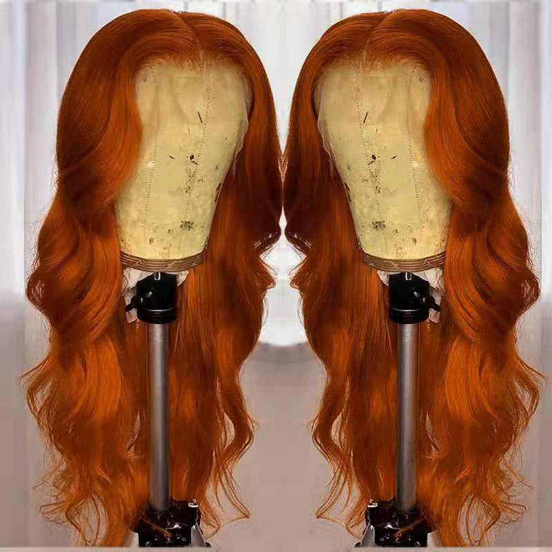 Perruque Orange foncé européenne et américaine, ensemble de cheveux lisses