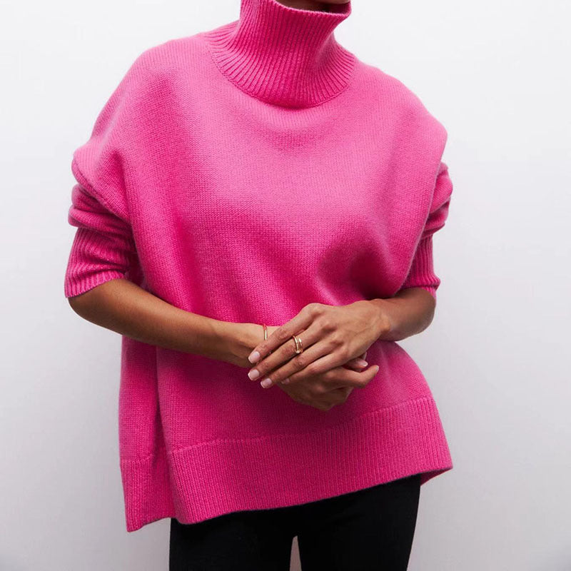 Pull à manches longues pour femmes, couleur unie