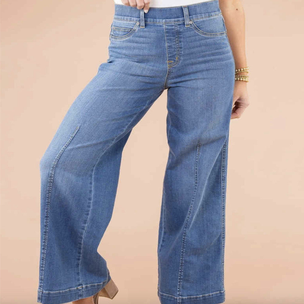 Jean vintage taille haute allongé doublé polaire pour femme