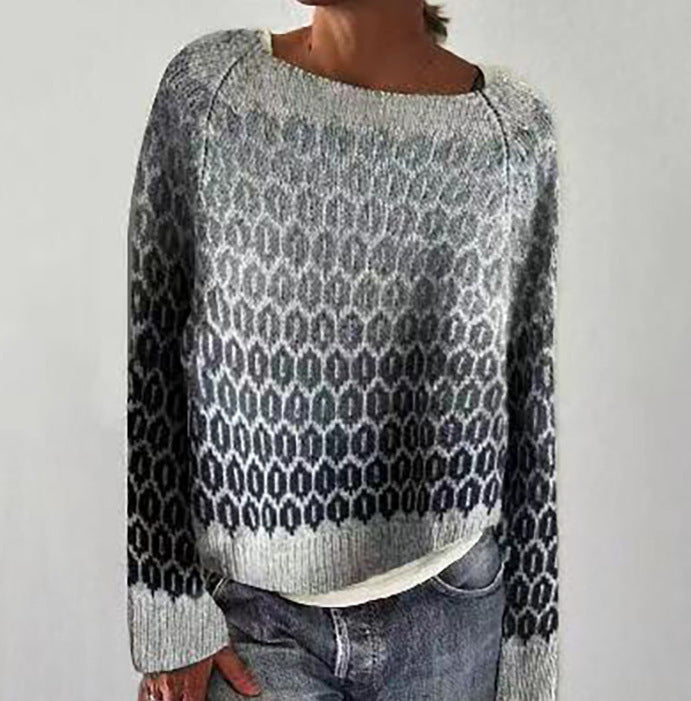 Pull en tricot multicolore à col rond pour femme, ample et décontracté, à la mode