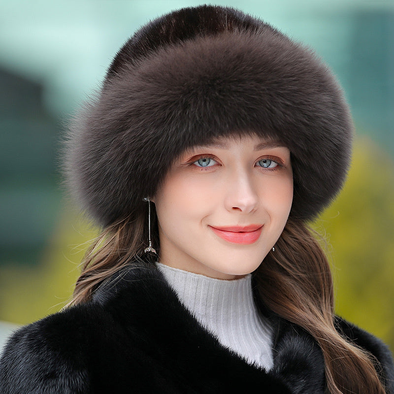 Gorro de piel cálido para mujer al aire libre en invierno