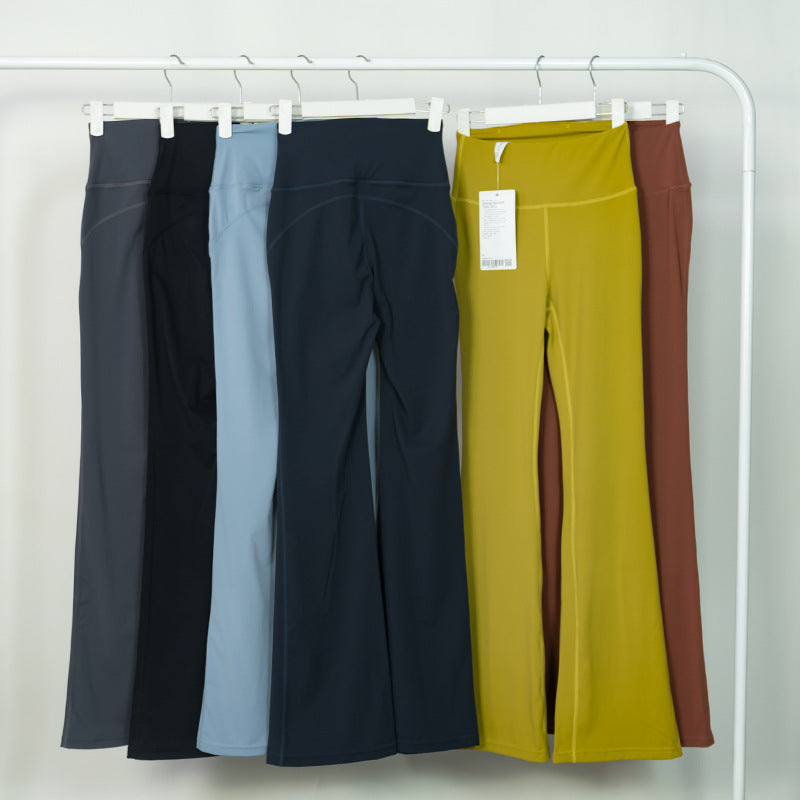 Pantalon à fond cloche pour femme, taille haute, serré, sport, Yoga