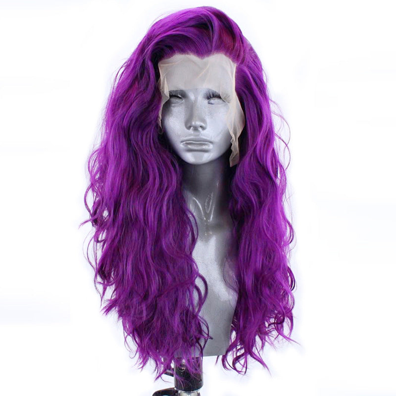 Hand Hook Front Micro-roll Big Wave Chemical Fiber High Temperature Silk Full Lace Wig Female