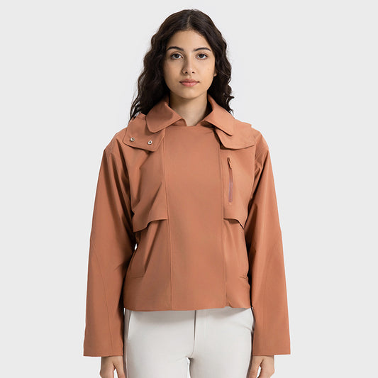 Gabardina corta resistente al viento, impermeable y transpirable para mujer desmontable