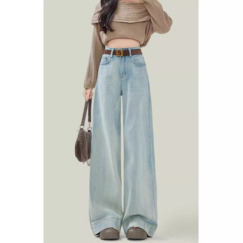 Women's Loose Straight Light Color High Waist Jeans