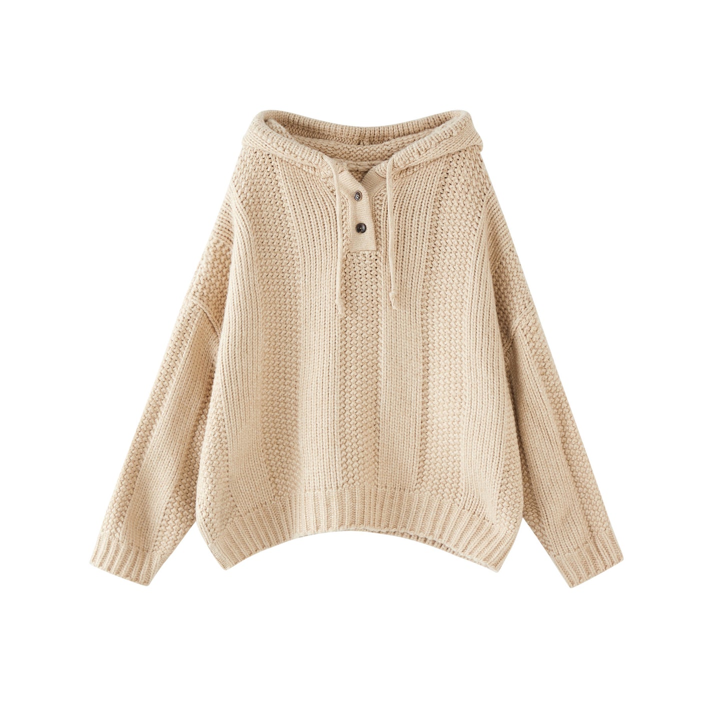 Autumn And Winter New Hooded Woven Texture Sweater Top Women