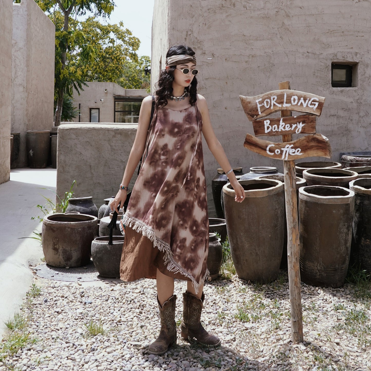 Vestido camisola con borlas bohemias