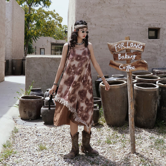 Vestido camisola con borlas bohemias