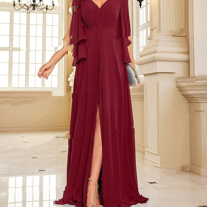 European And American New Chiffon Long Sleeve Dress