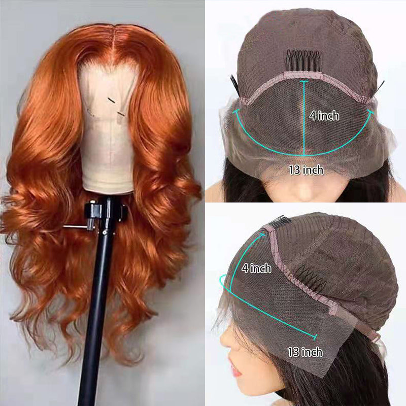 Perruque Orange foncé européenne et américaine, ensemble de cheveux lisses