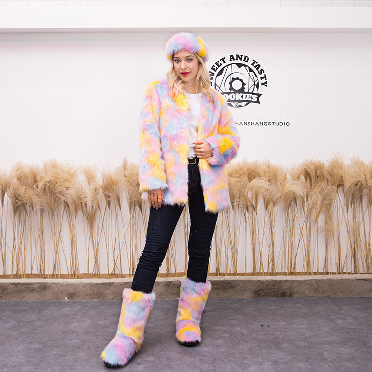 Three-piece Fur Coat For Women Snow Boots