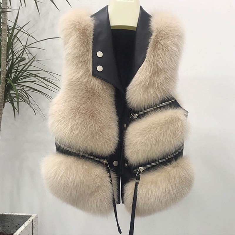 Manteau de fourrure de gilet de mode pour femmes