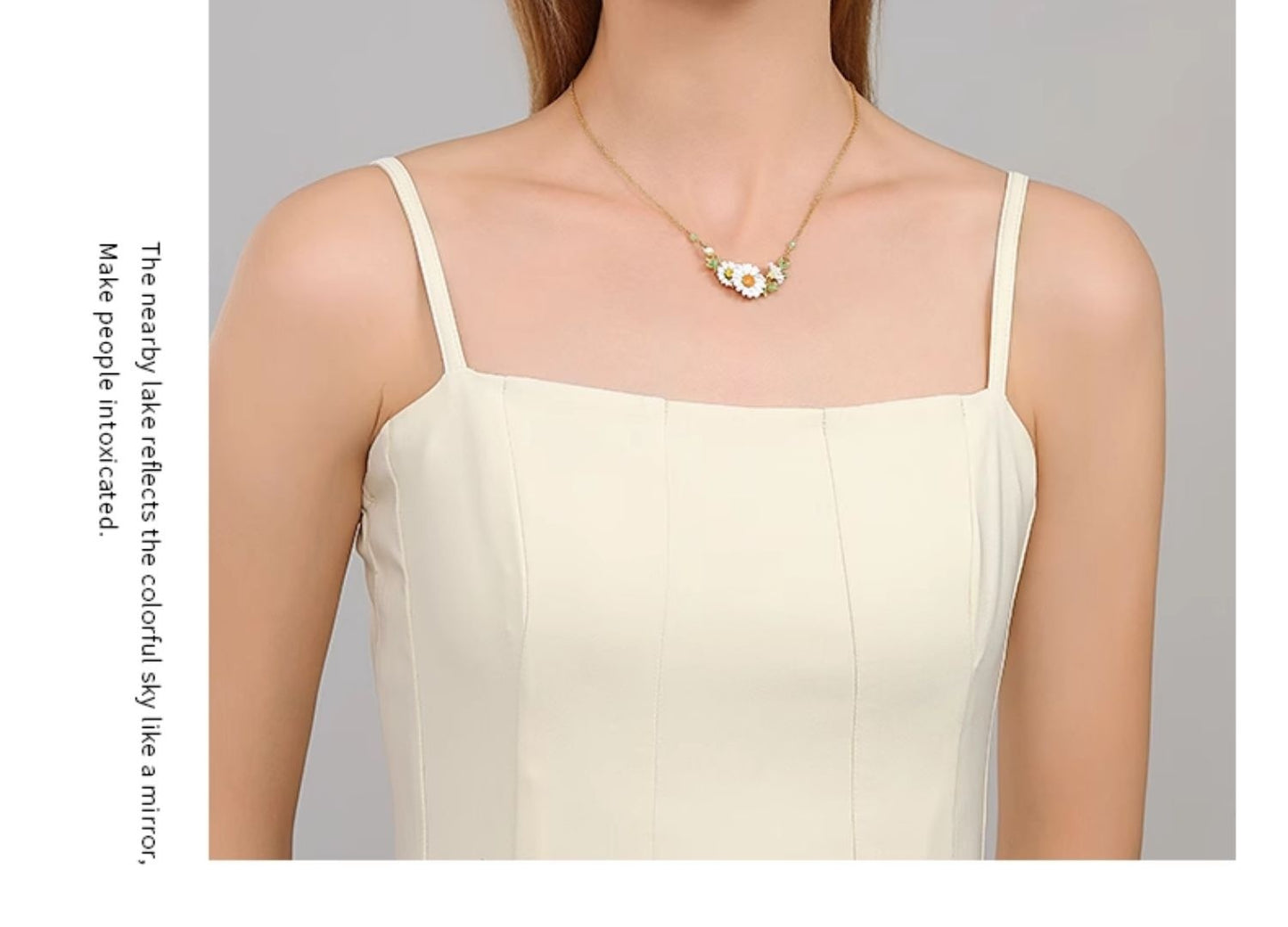 Collar de jardín para mujer con cadena de clavícula de crisantemo blanco