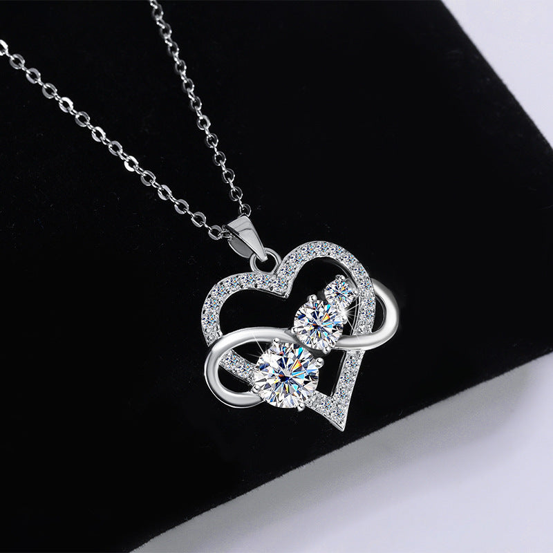 Collier d'amour Moissanite en argent 925 pour femmes