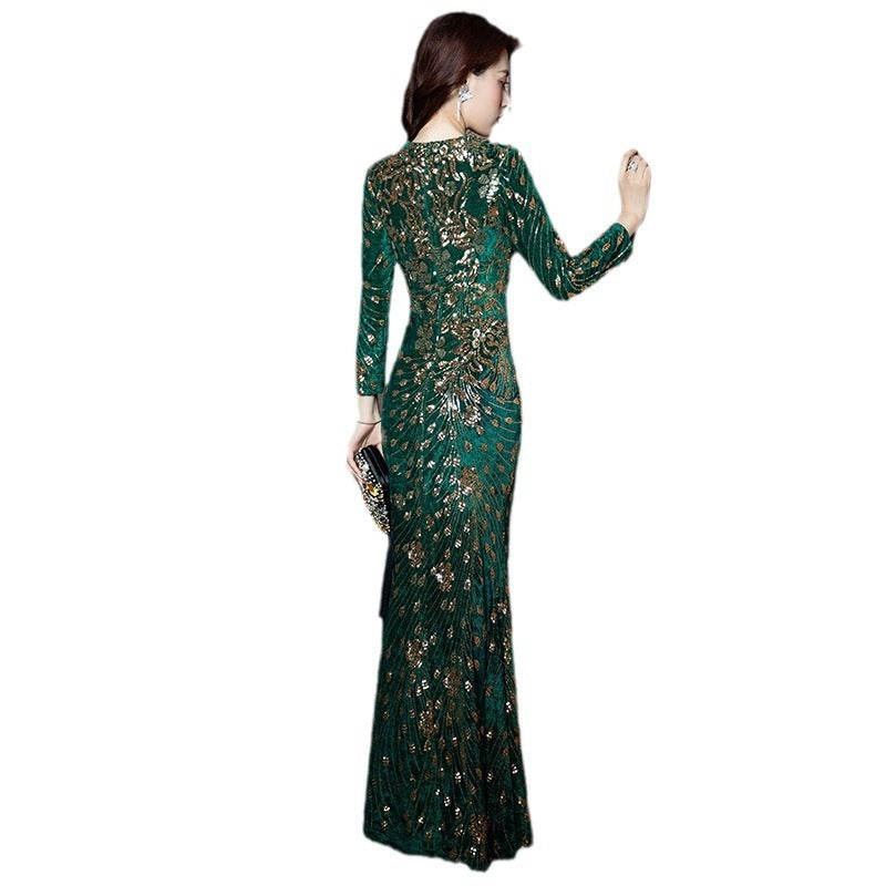 Robe à paillettes de Banquet de tempérament d'industrie lourde de mode des femmes